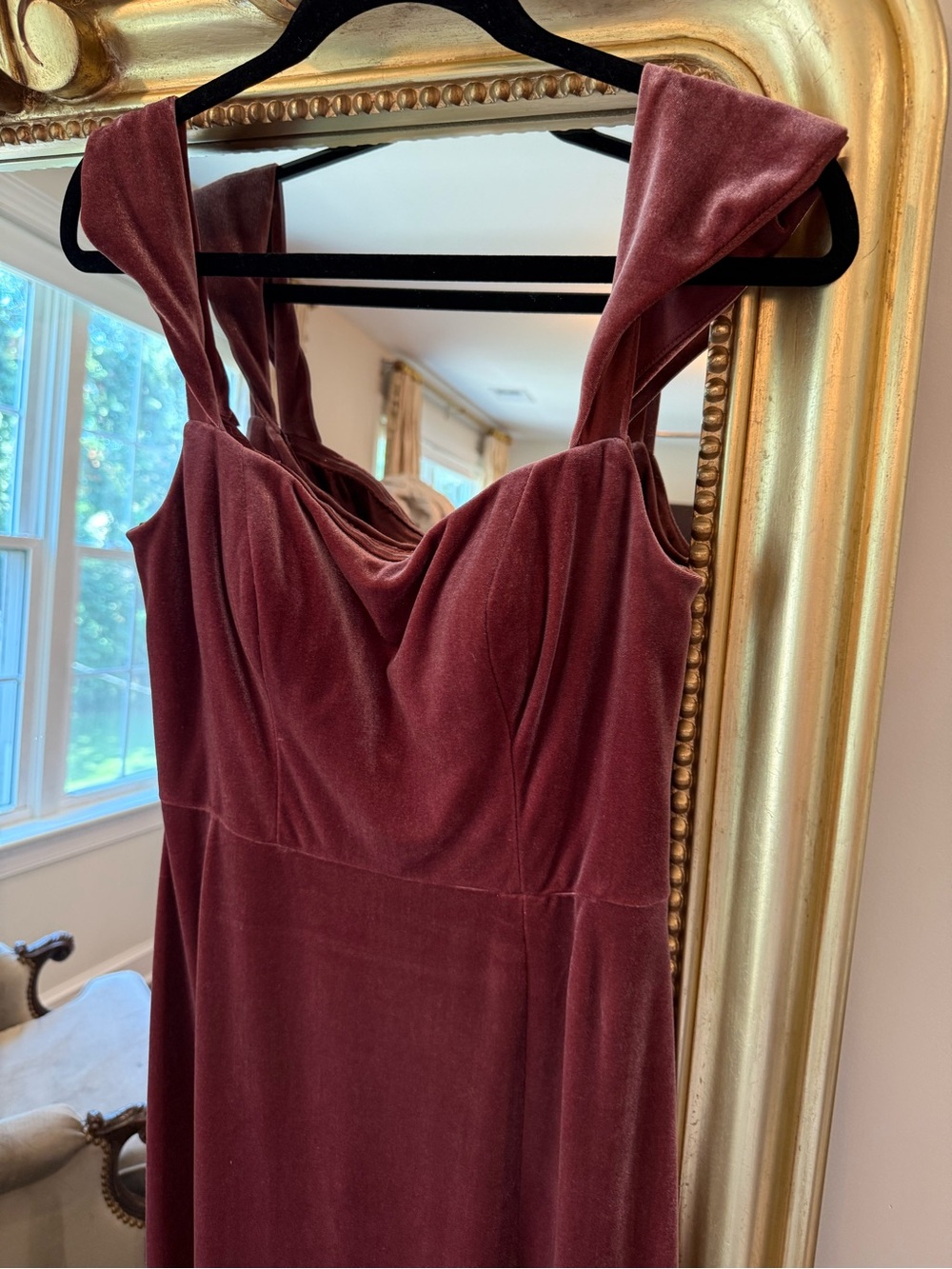 Jenny Yoo Burgundy Velvet Maxi Dress with Sweetheart Bodice - Picture 2 of 3